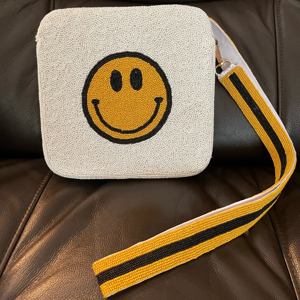 Smiley Face Beaded Purse with Beaded Purse Strap